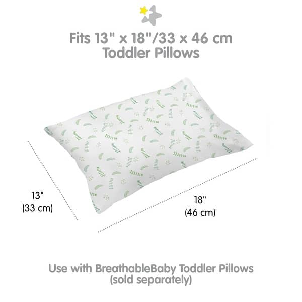 dimension image slide 5 of 13, BreathableBaby Cotton Percale Pillowcase, For 13" x 18"/33 x 46 cm Toddler Pillow, Prints (2-Pack)