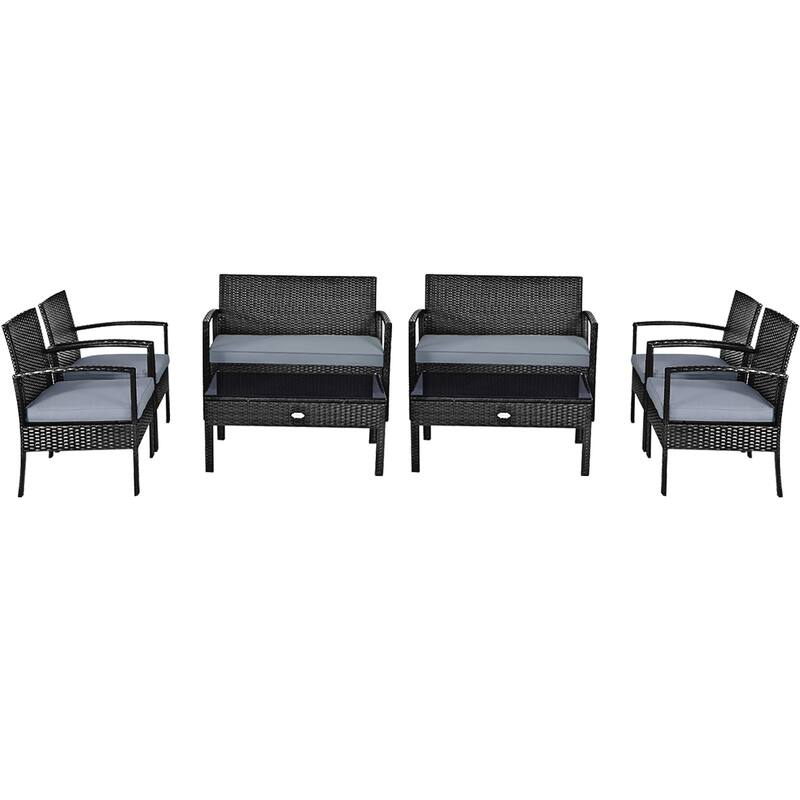 Costway 8PCS Patio Rattan Furniture Set Garden Deck - See Details