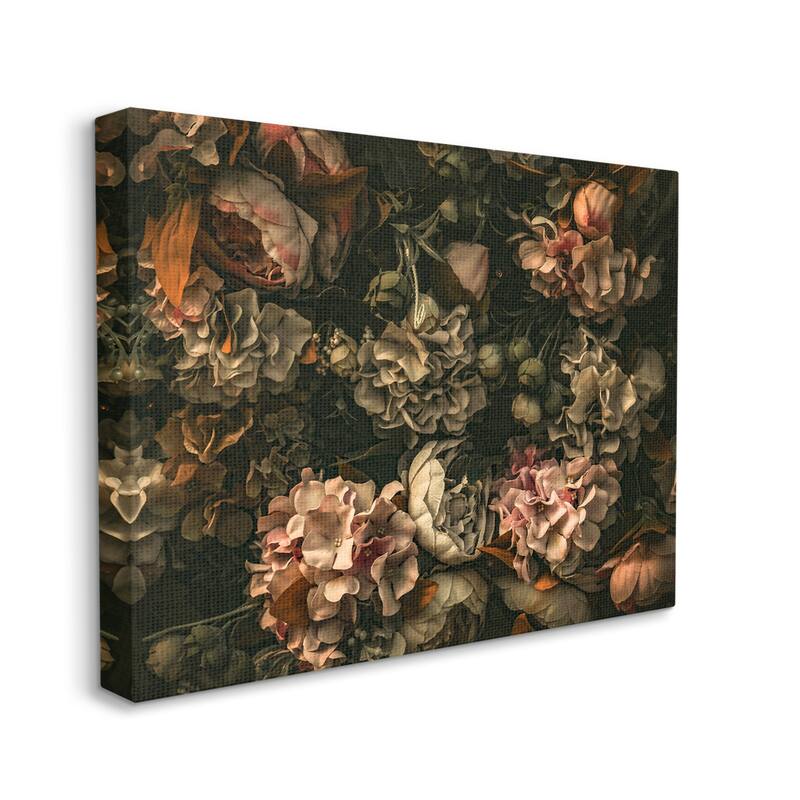 Stupell Dark Moody Floral Botanical Closeup Detailed Design Canvas Wall Art