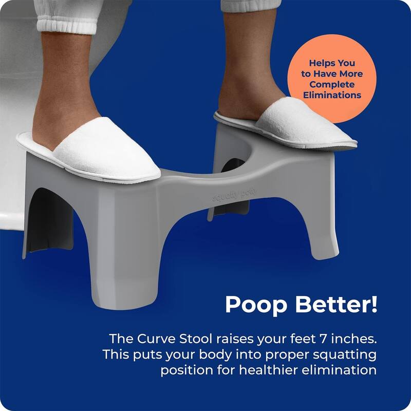 Squatty Potty The Original Bathroom Toilet Stool, 7 Inch Curve Lightweight with Sleek and Modern Design, Gray