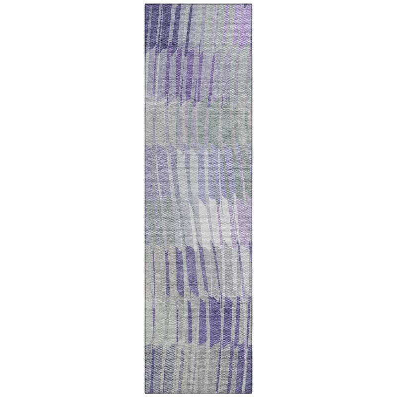 Machine Washable Indoor/ Outdoor Casual Stripe Chantille Rug