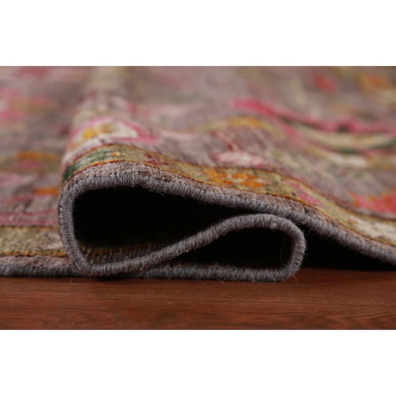 Hand Knotted Oriental 100% Wool Carpet Transitional All-Over Brown Oushak Area Rug - 12' 4'' X 9' 0''