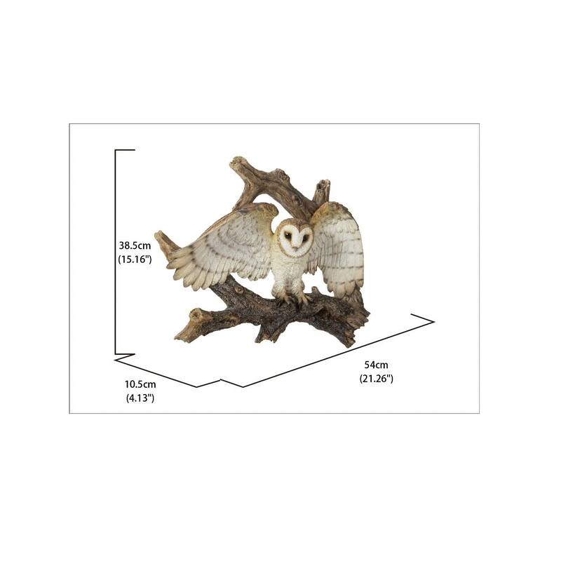 21.25" Flying Barn Owl Outdoor Wall Hanging Garden Statue