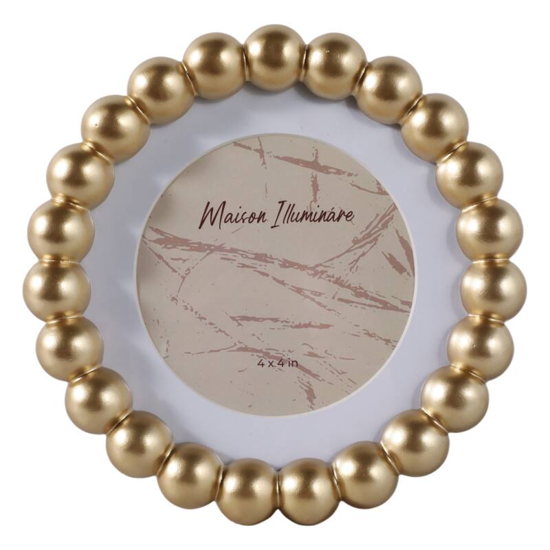 Gold 6x6 in. Glass Matted To 4x4 Beaded Modern Photo Frame