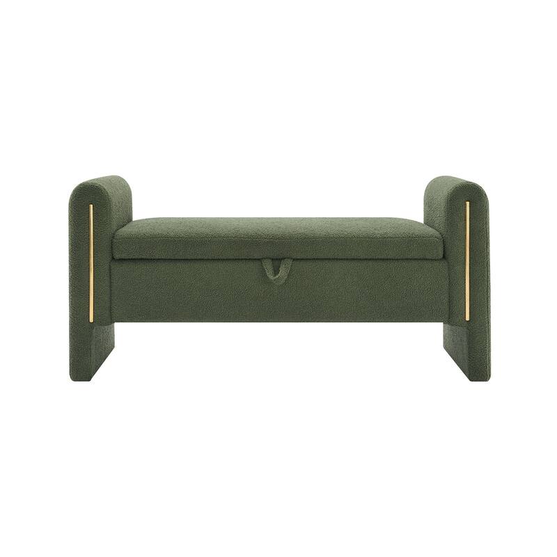 Modern Teddy Bench with Arms and Storage, Upholstered Large Foot Rest Stool, Comfy Window Vanity Bench