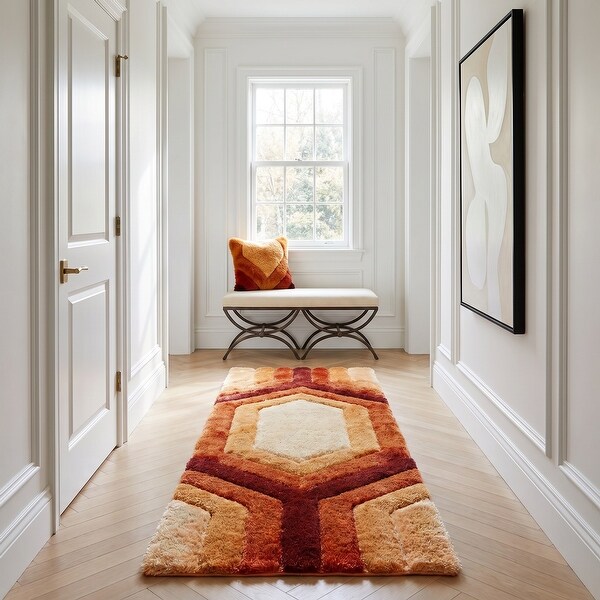 Mateos Shag Red/Orange Contemporary Designed Area Rug - Bed Bath