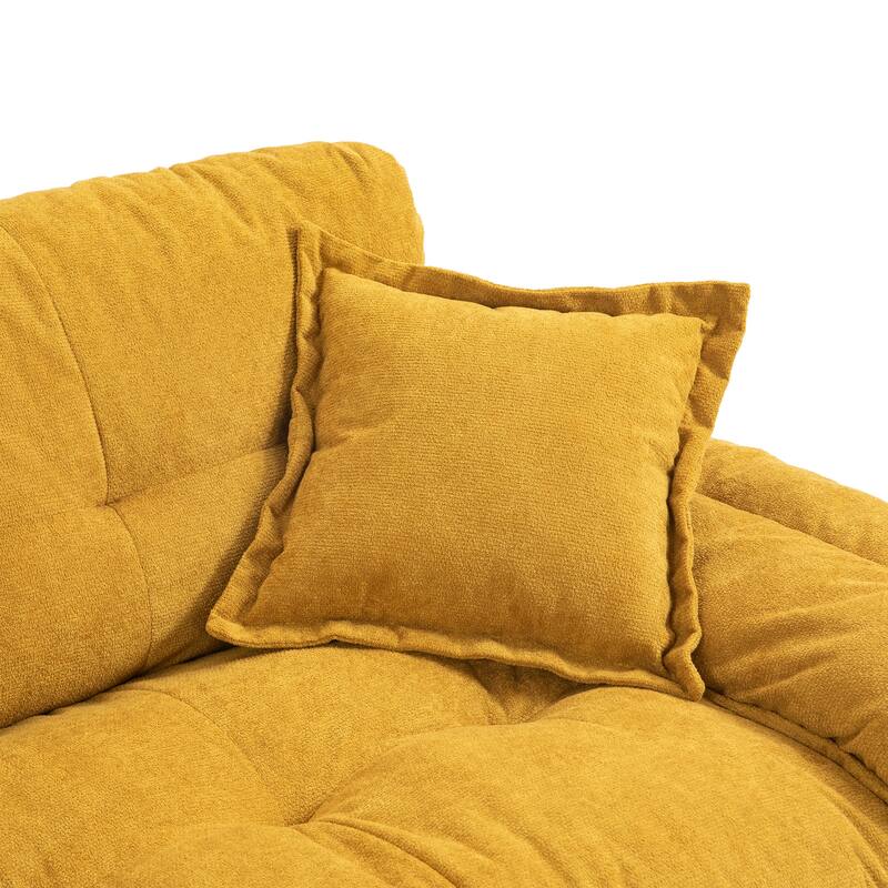84" Yellow Chenille Loveseat Sofa with Memory Foam and 2 Pillows