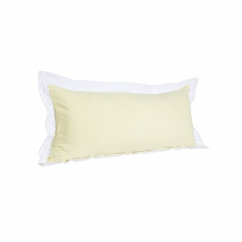 HomeRoots 14" X 36" Light Yellow And White 100% Cotton Geometric Zippered Pillow