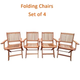 Foldable Outdoor Patio Dining Set, 4 Chairs & 1 Table,Teak Finish