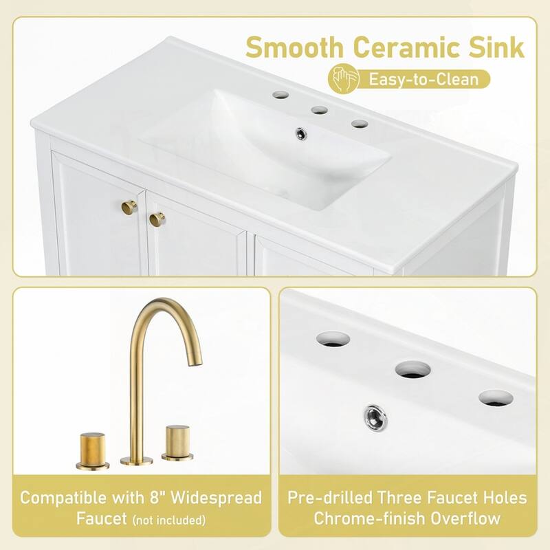 Bathroom Vanity with Sink and Bathroom Cabinet with Soft-Closing Door