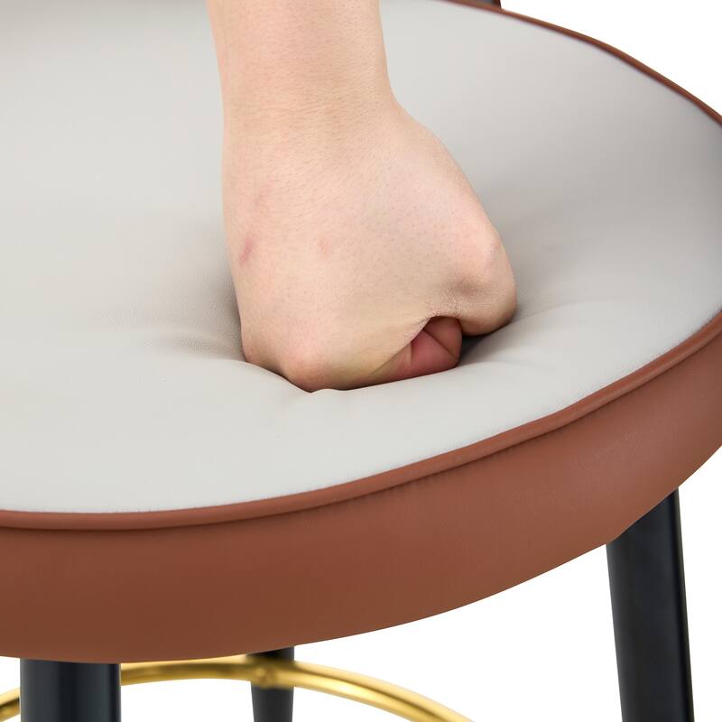 2-Pcs Swivel Bar Stool with Waterproof PU Leather Cushion and Metal Legs, Ergonomic Counter Height Stool