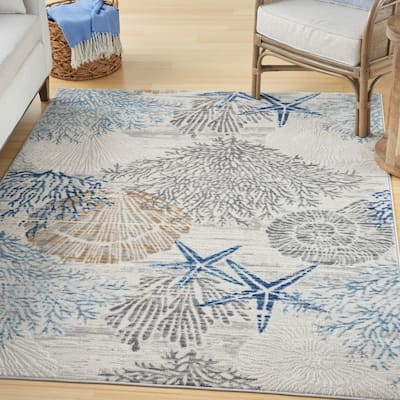 Nourison Pompeii Coastal Beach Shells and Coral Area Rug