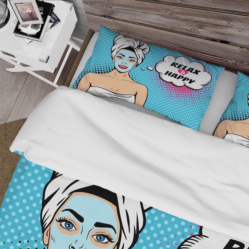 Designart 'Happy And Relax Pop Art' Traditional Duvet Cover Set
