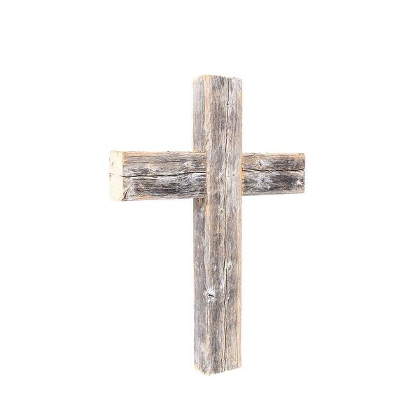 Rustic Weathered Grey Reclaimed Wood Cross Decoration