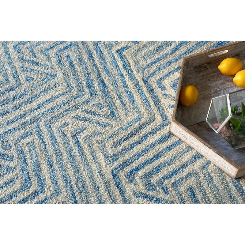 Exquisite Rugs Naturals Handmade Hand-tufted New Zealand Wool on Canvas Blue/Ivory Area Rug