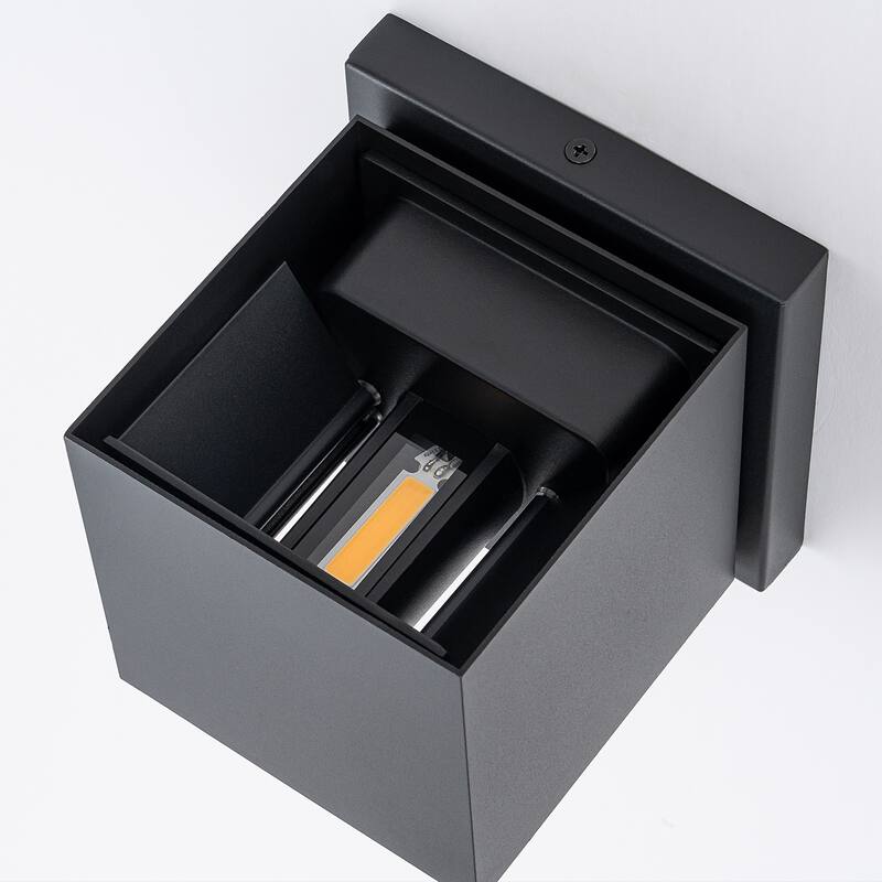 Modern Square 2-Light Wall Sconce Outdoor LED Wall Light - 5.4-in H x 5.4-in W x 5.7-in D