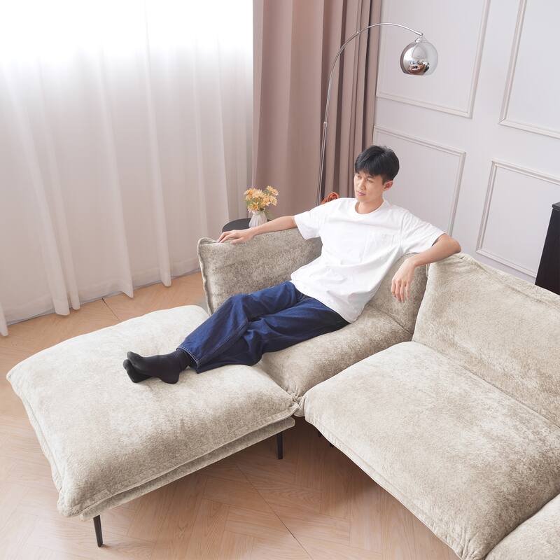 111.02" L-shaped Velvet Sectional Sofa Modern Modular Sofa Deep Seat Upholstered Cloud Couch