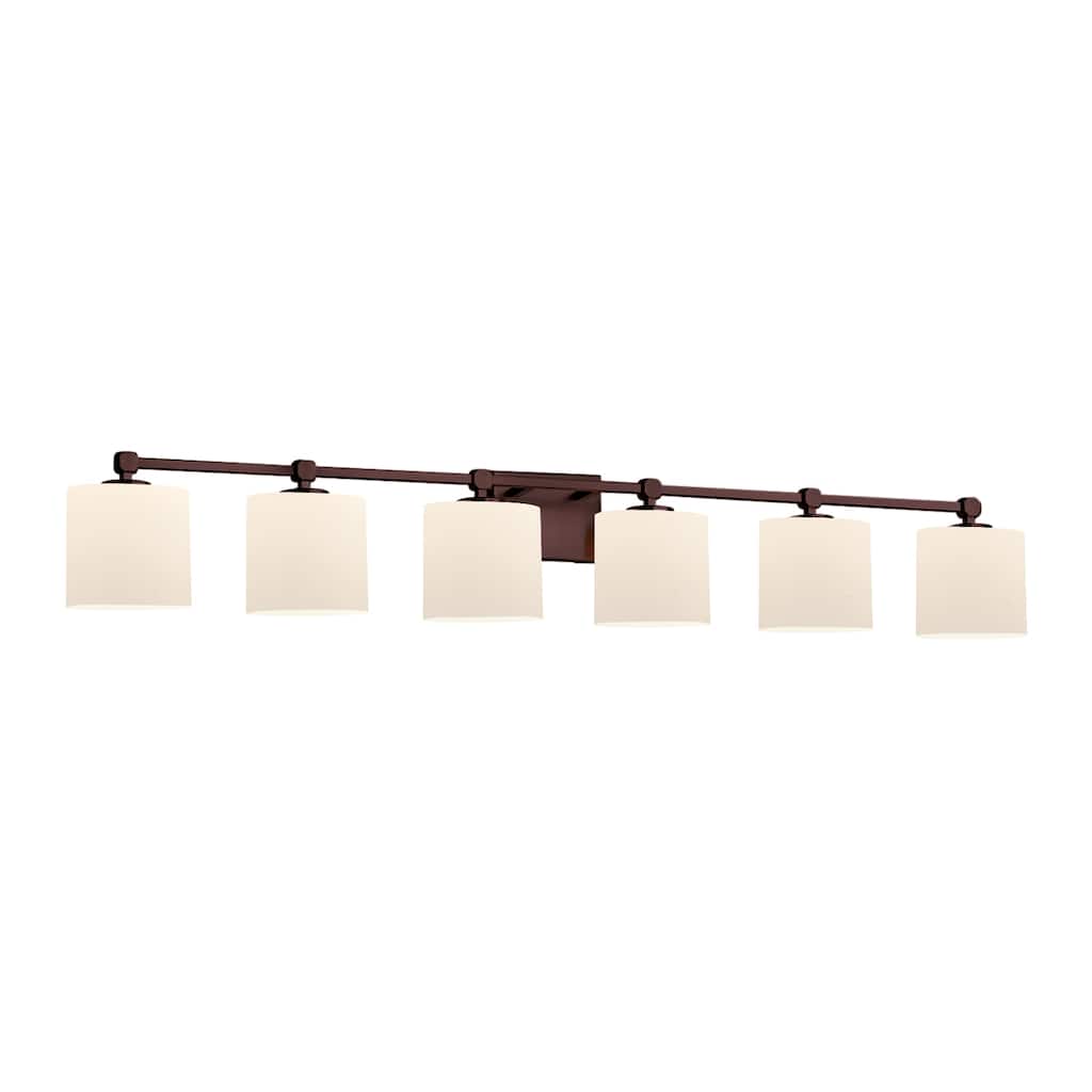 Justice Design Fusion Tetra 6-light Dark Bronze Bath Bar, Opal Oval Shade
