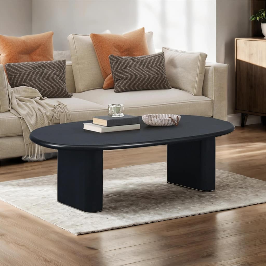 51'' Tapered Tabletop Coffee Table, NATURAL WOOD/BLACK