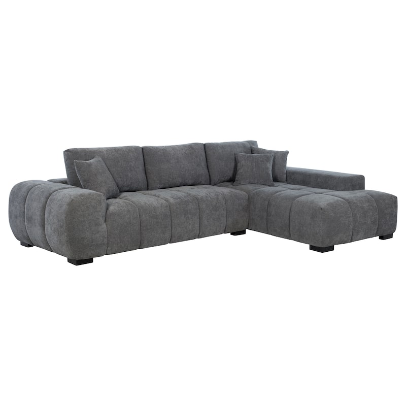 Octavia Upholstered Sectional Chaise Sofa - 119.25" x 79.5" x 35.5" - Charcoal Grey