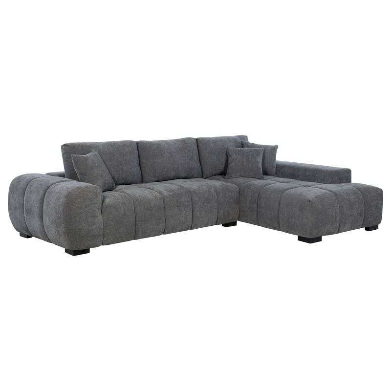 Plather Upholstered Sectional Chaise Sofa - Charcoal Grey