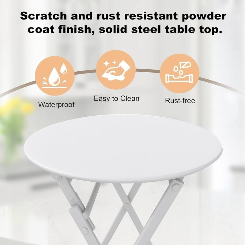 3 Pieces Patio Foldable Round Table and 2 Chairs