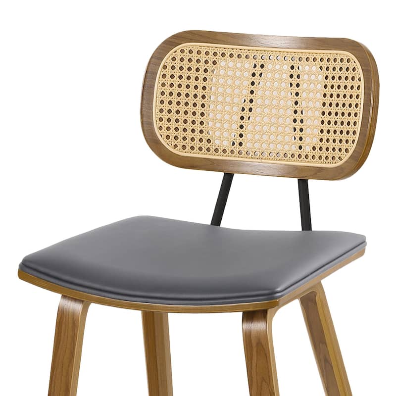 26-inch Wood Counter Height Bar Stools with Rattan Back