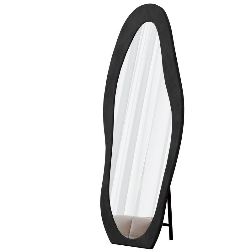Full Length Mirror,63" x 24" Floor Mirror/ Wall Mirror, Flannel Wrapped Wooden Frame Floor Mirror