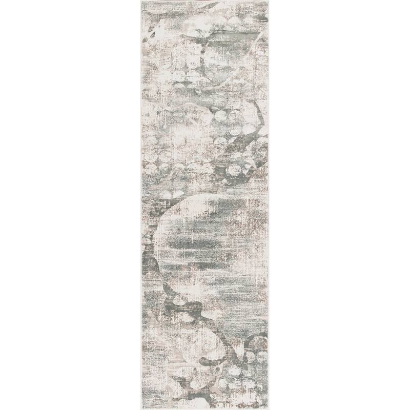 Domani Ekaterina Ivory/Mist Distressed Abstract Rug