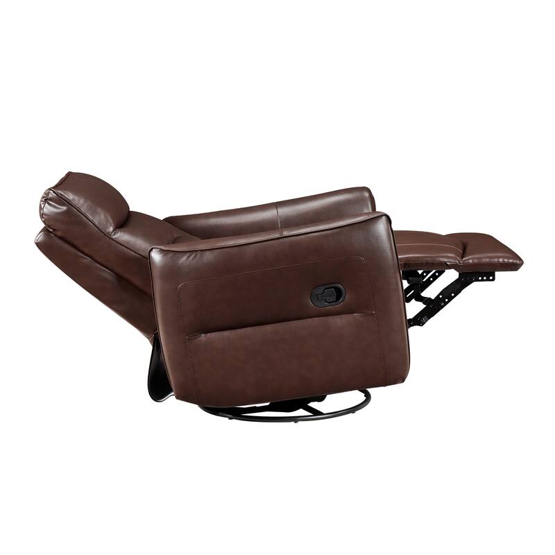 Esther 36" Leather Swivel Glider Recliner - Pull-Handle Motion