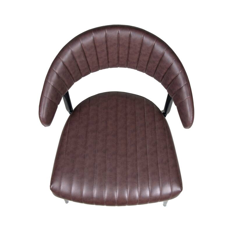 Modern 2 Piece PU Leather Dining Chair with Curved Backrest Metal Legs for Dining Room Kitchen Living Room Bedroom