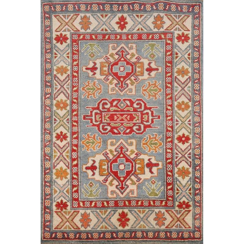 Blue Kazak Foyer Rug Hand-Knotted Accent Wool Carpet - 2'6"x 4'0"