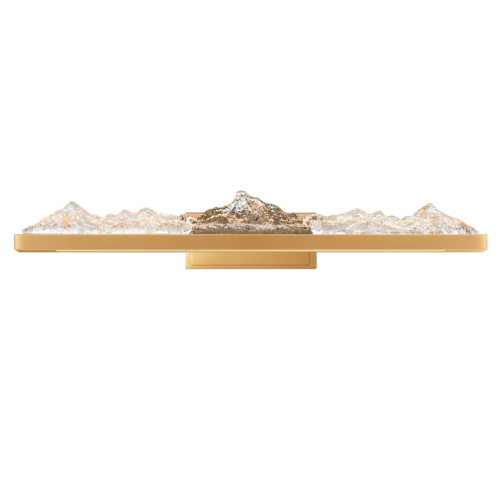 Himalayas Integrated LED 36in Brass Vanity Light with Handcrafted Glass