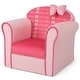 preview thumbnail 1 of 4, Kids Cute Pink Bow Sofa Children Couch Upholstered Armchair Solid Wood Pink