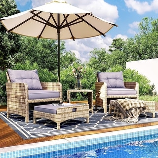 Pieces Wicker Patio Furniture Set Outdoor Patio Chairs With - Bed Bath ...