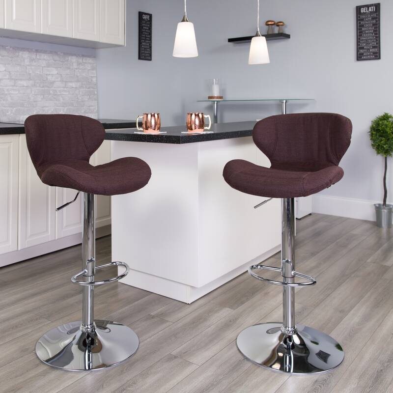 Modern Low-back Height-adjustable Chrome/Vinyl Barstools (Set of 2)