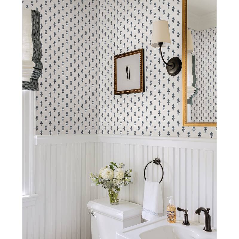 Erin Gates Libby Blue Heather Mini Floral Wallpaper
