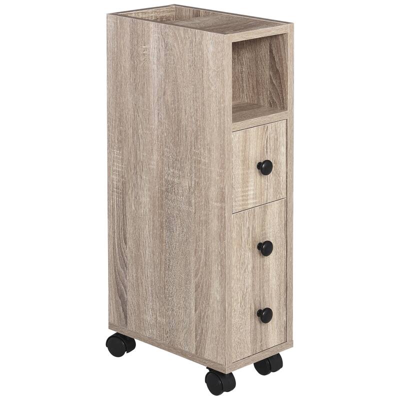 Kleankin Freestanding Compact Design Bathroom Cabinet With 2 Open Cabinets