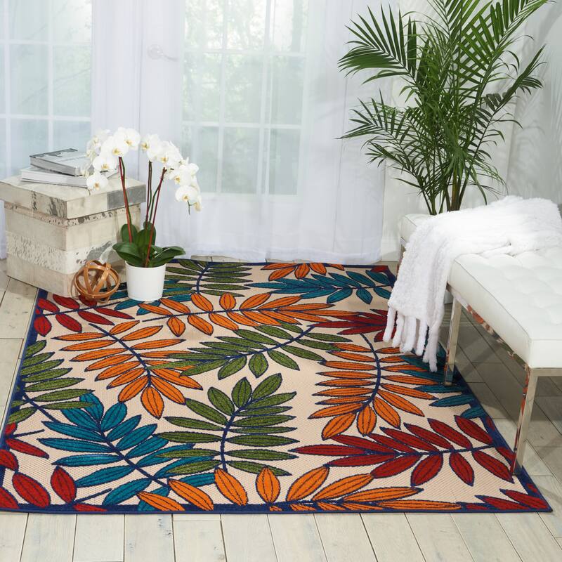 Nourison Aloha Leaf Print Vibrant Indoor/Outdoor Area Rug - 6' x 9' - Multi