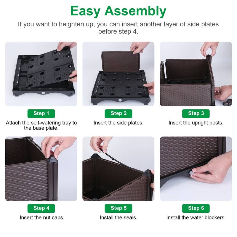 Elevated Plant Growth Box with Water Storage Tray for Indoor Outdoor Vegetable Gardening