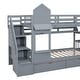 preview thumbnail 10 of 10, Twin-Over-Twin Castle Style Bunk Bed with 2 Drawers 3 Shelves and Slide
