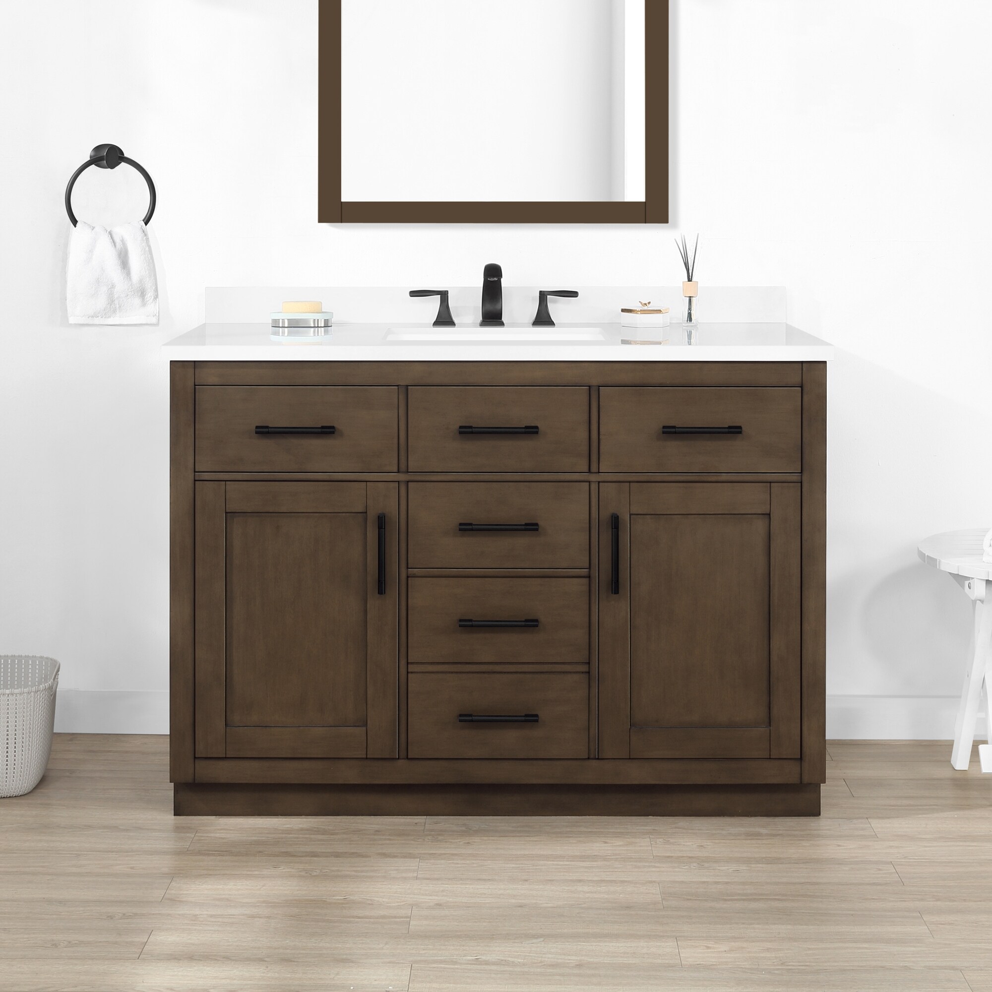 Ove Decors Bailey 48 In Single Sink Bathroom Vanity In Almond Latte With Power Bar Ove Decors Bailey 48 In Single Sink Bathroom Vanity In Almond Latte With Power Bar