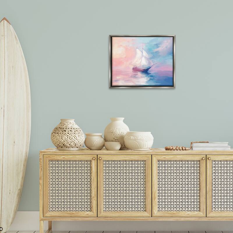 Stupell Soft Pastel Sea Vessel Framed Floater Canvas Wall Art Design By Arlington Prints