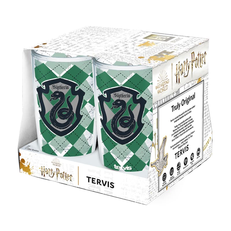 Tervis Harry Potter House Rules Collection Made in USA Double Walled Insulated Travel Tumbler, Slytherin - 16oz - 4pk