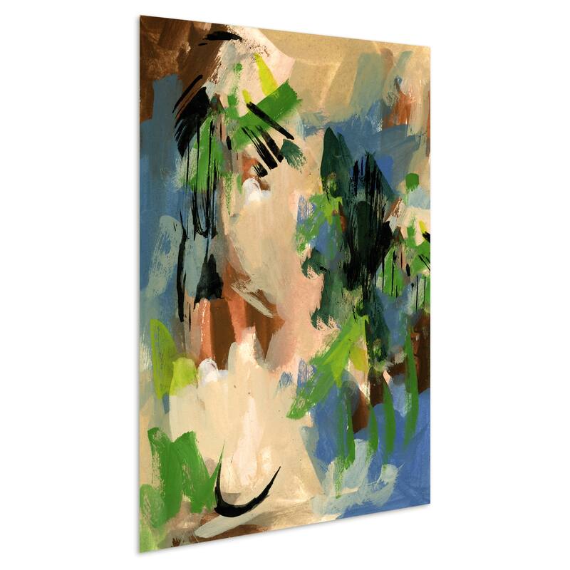 Empire Art"Linen & Blues I" Frameless Tempered Art Glass Wall Art