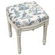 preview thumbnail 2 of 1, Navy Blue Fern Vanity Stool with antique white finish