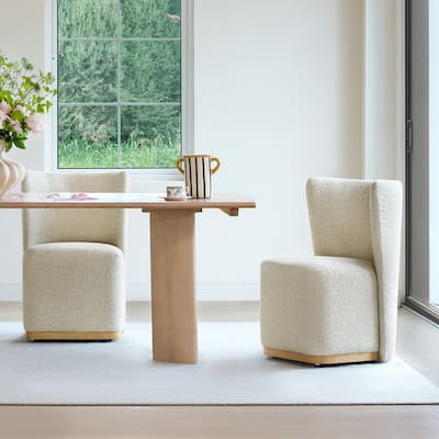 Brian Modern Dining Chairs with Casters&Wood Base Set of 2