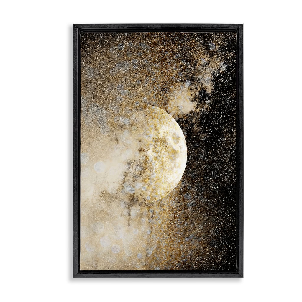 Stupell Starry Nebula Full Moon Framed Floater Canvas Wall Art Design By Gemma Bardot
