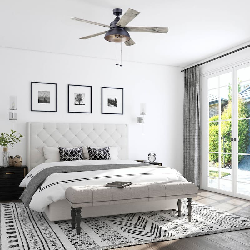52" Prominence Home Brightondale Indoor/Outdoor Industrial Farmhouse Ceiling Fan, Damp Rated