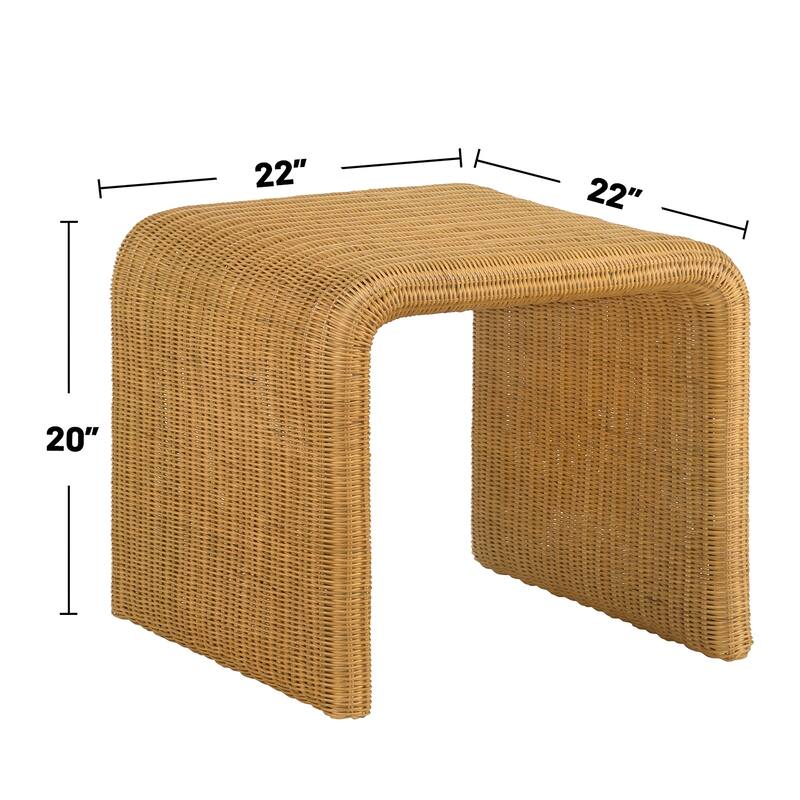 2-piece Rattan Coffee and End Table Set in Natural - 2 Piece